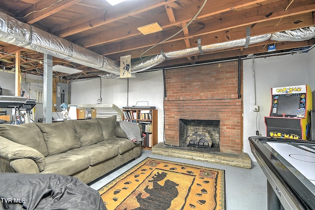 404 Stuffle St, Kingsport, TN 37660 - unfinished basement featuring a fireplace