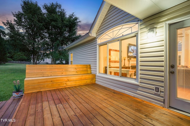 1844 Weaver Branch Rd, Piney Flats, TN 37686 - deck at dusk featuring a yard