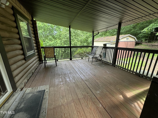 2401 Egan Rd, Big Stone Gap, VA 24219 - wooden terrace with a storage shed