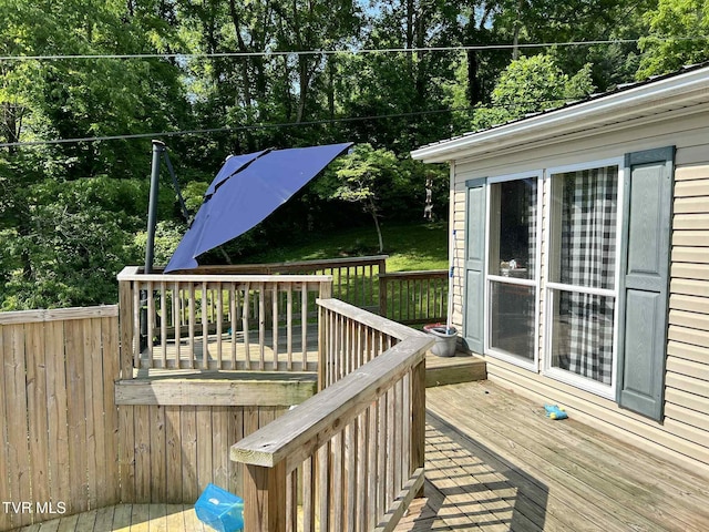 692 NE Hamner Ave, Norton, VA 24273 - wooden deck with view of wooded area