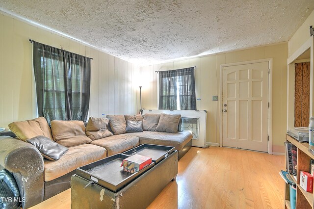 11 Birch St, Bristol, TN 37620 - living area featuring a textured ceiling and light wood-type flooring