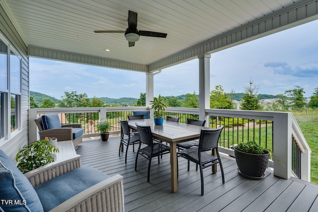 3137 London Rd, Kingsport, TN 37664 - wooden deck with outdoor dining space and ceiling fan