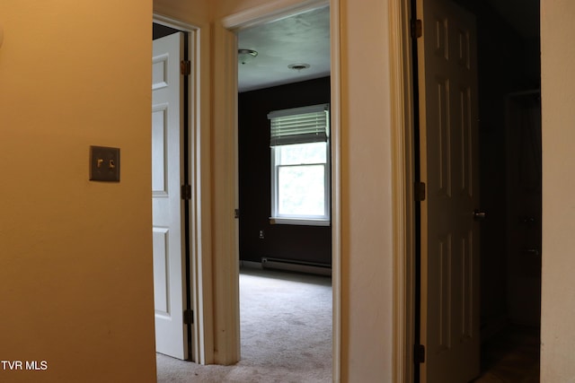 45 Laurel Rdg, Big Stone Gap, VA 24219 - hall featuring a baseboard heating unit and carpet flooring