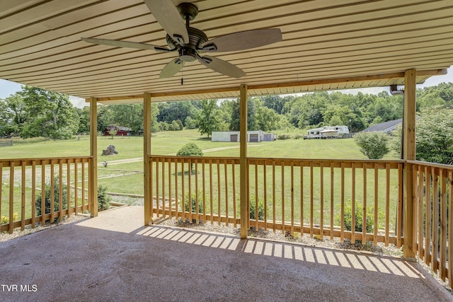 118 Hilbert Cir, Jonesborough, TN 37659 - view of patio with a ceiling fan and view of scattered trees