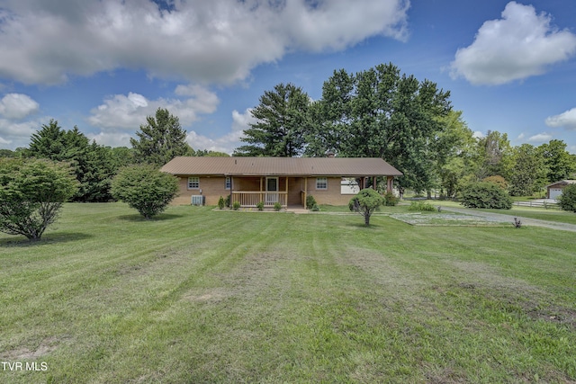 118 Hilbert Cir, Jonesborough, TN 37659 - single story home with a front yard, covered porch, and a metal roof
