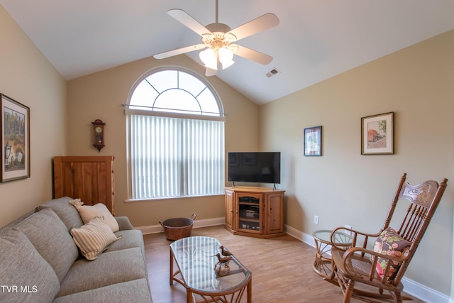 1551 Hatterdale Farm Rd Unit 1551, Blountville, TN 37617 - living area with ceiling fan, light wood-style floors, and lofted ceiling