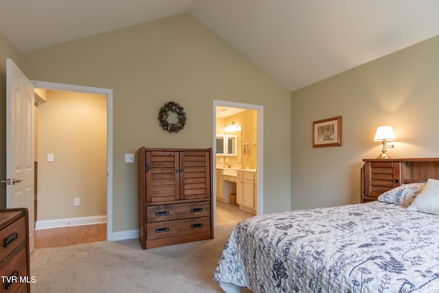 1551 Hatterdale Farm Rd Unit 1551, Blountville, TN 37617 - bedroom featuring light colored carpet, high vaulted ceiling, and ensuite bathroom