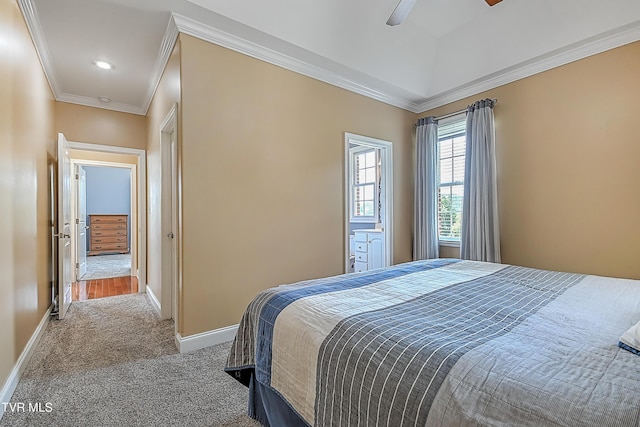 287 Pactolus Rd, Kingsport, TN 37663 - bedroom featuring carpet flooring, crown molding, and a ceiling fan
