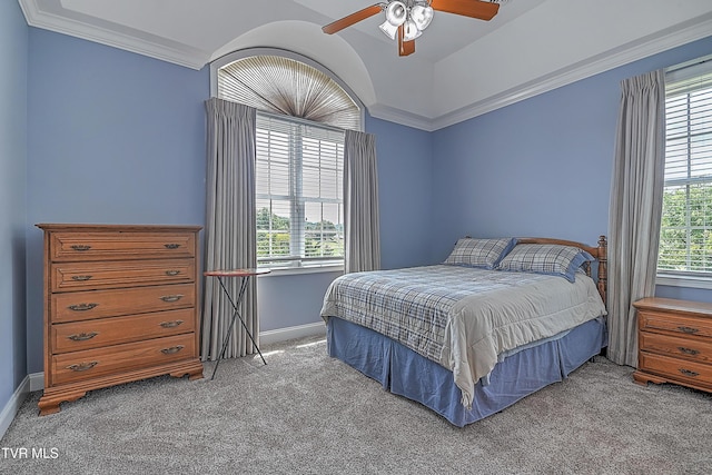 287 Pactolus Rd, Kingsport, TN 37663 - carpeted bedroom featuring multiple windows, ceiling fan, and crown molding