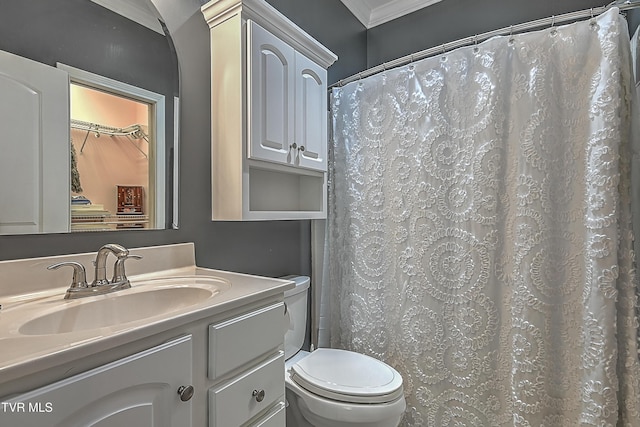 287 Pactolus Rd, Kingsport, TN 37663 - bathroom featuring vanity, ornamental molding, and a shower with shower curtain