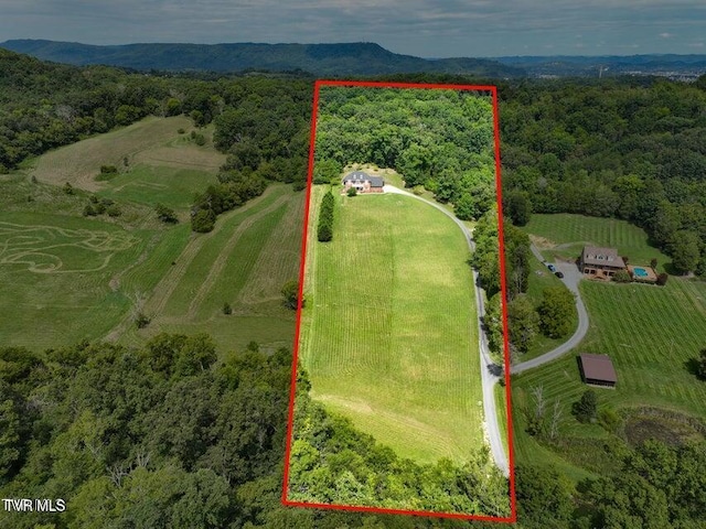 287 Pactolus Rd, Kingsport, TN 37663 - aerial view of sparsely populated area featuring property parcel outlined