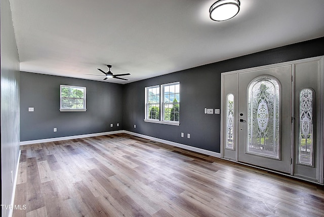 102 Spring Hill Dr, Unicoi, TN 37692 - entrance foyer featuring healthy amount of natural light, a ceiling fan, and wood finished floors