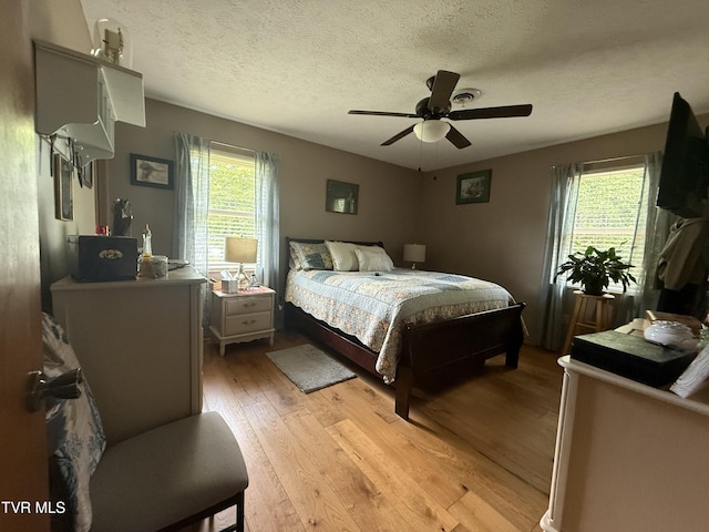 3521 James Phillips Way, Sevierville, TN 37876 - bedroom with light wood finished floors, ceiling fan, and a textured ceiling