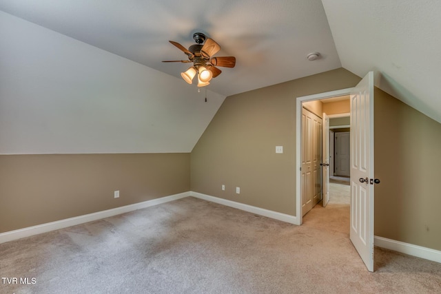 82 Hiddenbrook Ln Unit 82, Gray, TN 37615 - additional living space with vaulted ceiling, light colored carpet, and ceiling fan