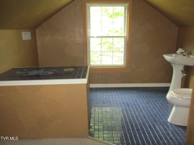 1234 Bristol Hwy, Elizabethton, TN 37643 - bathroom featuring vaulted ceiling and toilet