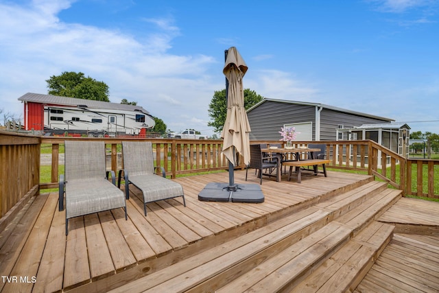 695 Opie Arnold Rd, Limestone, TN 37681 - wooden terrace with outdoor dining space