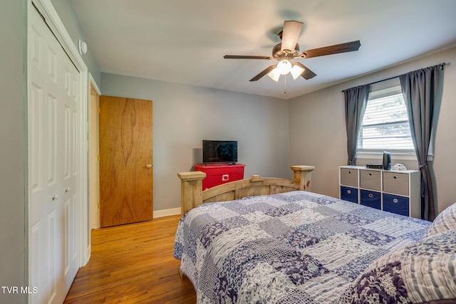 309 Knob Hill Dr, Bristol, TN 37620 - bedroom with a closet, wood finished floors, and a ceiling fan