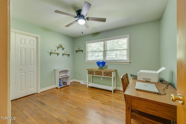 309 Knob Hill Dr, Bristol, TN 37620 - home office featuring wood finished floors and ceiling fan