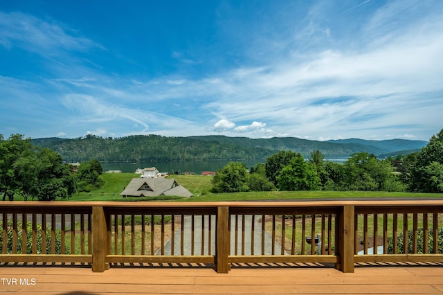 289 Harbor View Rd, Butler, TN 37640 - wooden terrace with a mountain view and a forest view