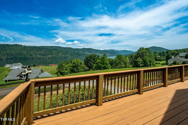 289 Harbor View Rd, Butler, TN 37640 - deck with a water and mountain view and a wooded view