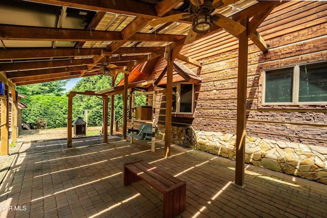 289 Harbor View Rd, Butler, TN 37640 - wooden deck featuring a patio and ceiling fan
