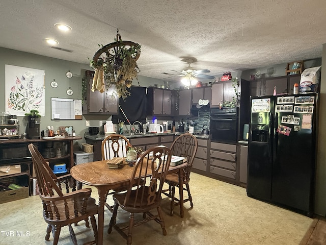 3516 James Phillips Way, Sevierville, TN 37876 - dining room featuring a ceiling fan, light floors, a textured ceiling, and recessed lighting