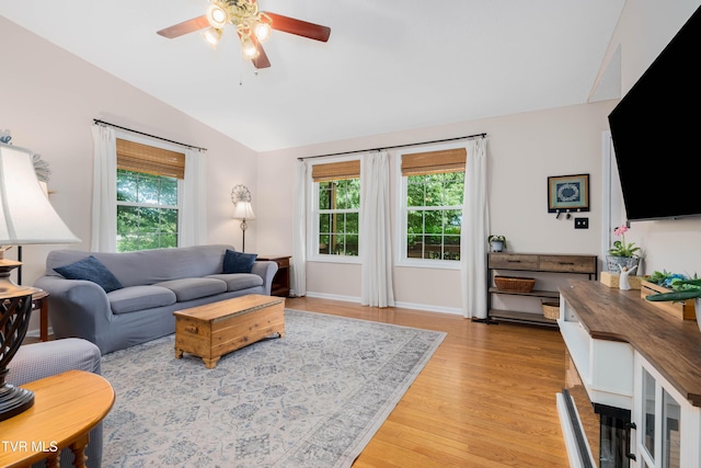 149 Cochran Rd, Jonesborough, TN 37659 - living area featuring lofted ceiling, ceiling fan, healthy amount of natural light, and light wood finished floors