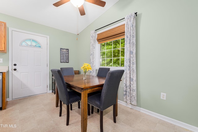 149 Cochran Rd, Jonesborough, TN 37659 - dining area featuring healthy amount of natural light, ceiling fan, and lofted ceiling