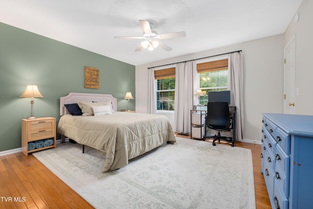149 Cochran Rd, Jonesborough, TN 37659 - bedroom with light wood-style flooring, an office area, and ceiling fan