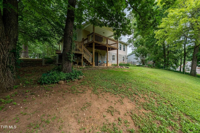 149 Cochran Rd, Jonesborough, TN 37659 - fenced backyard featuring a wooden deck and stairs