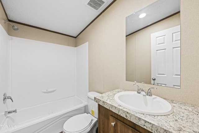 1826 Loop Rd, Lafollette, TN 37766 - bathroom with vanity, crown molding, and tub / shower combination