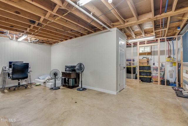 1933 Sand St, Kingsport, TN 37660 - unfinished basement featuring water heater and a desk