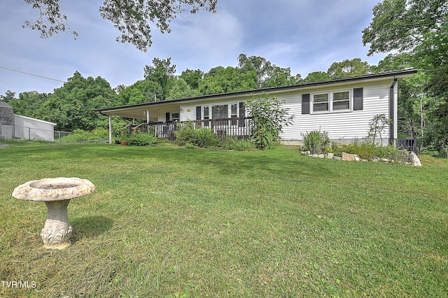 524 Boring Chapel Rd, Gray, TN 37615 - view of front facade with a front yard and a wooden deck
