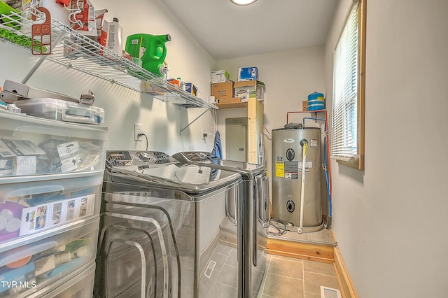 524 Boring Chapel Rd, Gray, TN 37615 - washroom with water heater, independent washer and dryer, and tile patterned flooring