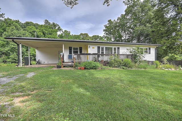524 Boring Chapel Rd, Gray, TN 37615 - view of front of property featuring a front lawn, an attached carport, and a deck