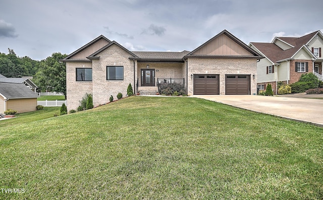 55 Farmstead Ln, Jonesborough, TN 37659 - view of front of house with brick siding, board and batten siding, concrete driveway, and an attached garage