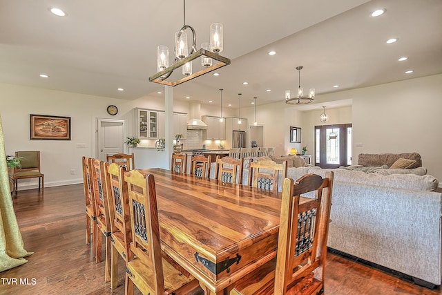 55 Farmstead Ln, Jonesborough, TN 37659 - dining room with a chandelier, recessed lighting, and dark wood-style flooring