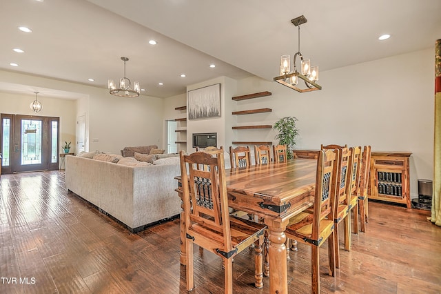 55 Farmstead Ln, Jonesborough, TN 37659 - dining space featuring a chandelier, recessed lighting, and hardwood / wood-style floors