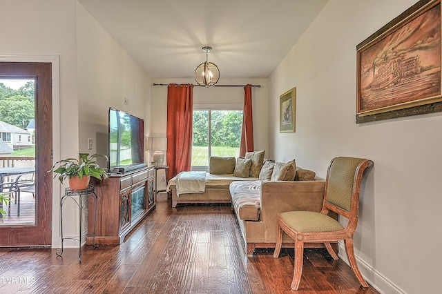 55 Farmstead Ln, Jonesborough, TN 37659 - living area with dark wood finished floors and a chandelier
