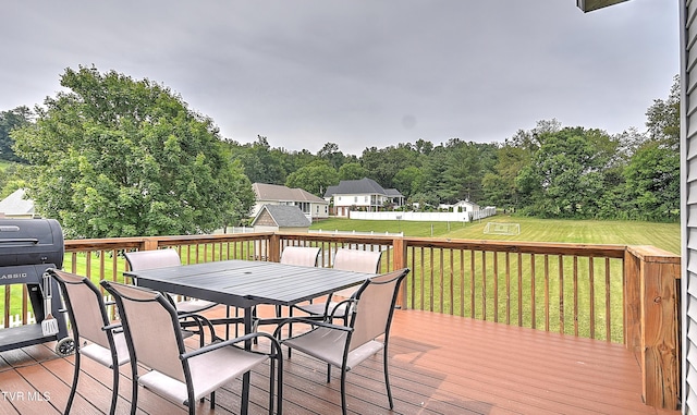 55 Farmstead Ln, Jonesborough, TN 37659 - wooden deck featuring outdoor dining area and a yard