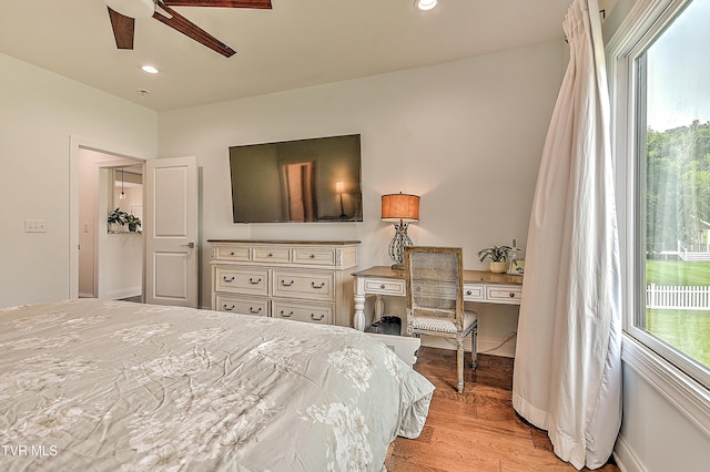 55 Farmstead Ln, Jonesborough, TN 37659 - bedroom with multiple windows, light wood-type flooring, recessed lighting, and a ceiling fan