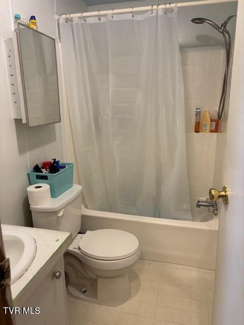 222 SW Azalea Dr, Wise, VA 24293 - full bath featuring vanity, shower / tub combo, and tile patterned floors
