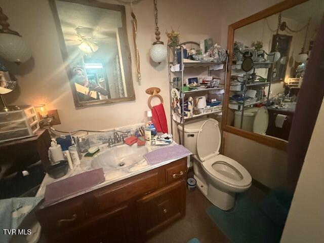 123 Mcmahan Gibbs Rd, Roan Mountain, TN 37687 - bathroom featuring a ceiling fan and vanity