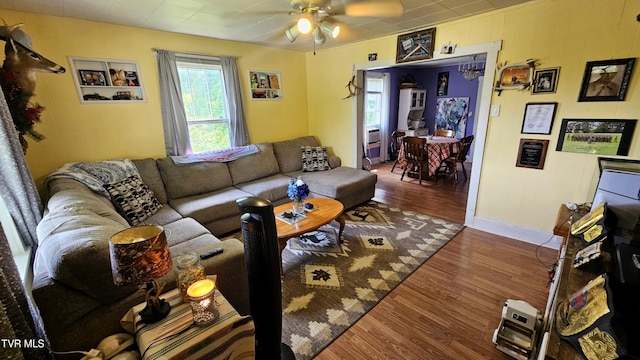 3135 3rd Ave, Saint Paul, VA 24283 - living room featuring wood finished floors and ceiling fan
