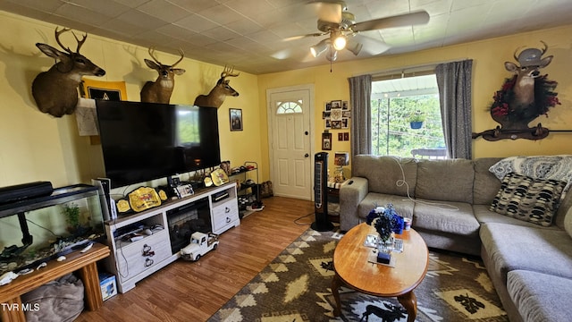 3135 3rd Ave, Saint Paul, VA 24283 - living area with wood finished floors and ceiling fan