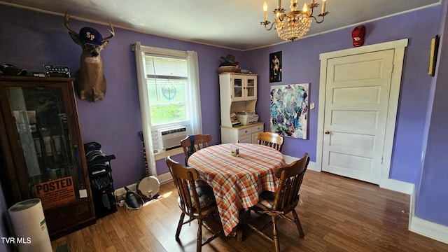 3135 3rd Ave, Saint Paul, VA 24283 - dining room with a chandelier, wood finished floors, and cooling unit