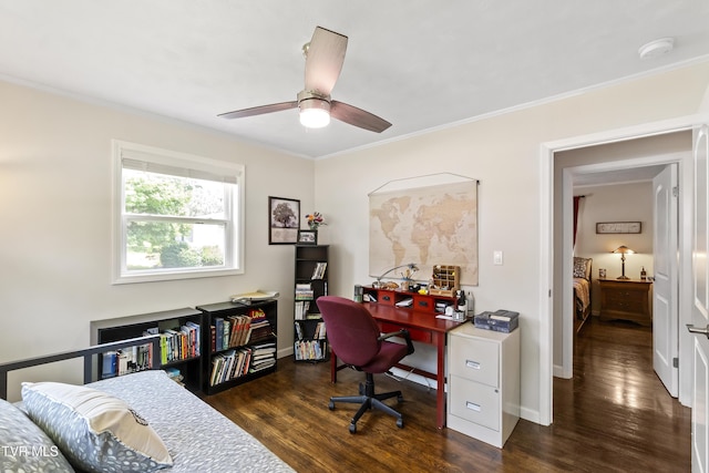 1908 Old Tusculum Rd, Greeneville, TN 37745 - office space featuring wood finished floors, a ceiling fan, and ornamental molding