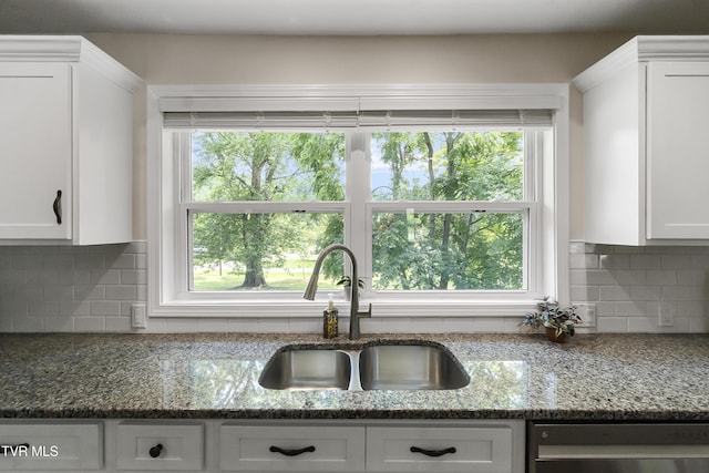 1908 Old Tusculum Rd, Greeneville, TN 37745 - kitchen with dishwashing machine, white cabinets, and backsplash