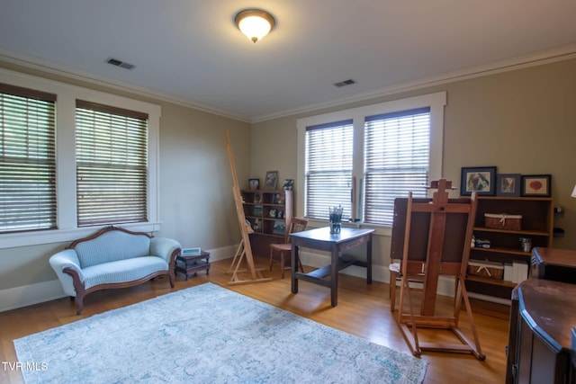 940 Park St, Bristol, VA 24201 - home office featuring ornamental molding and light wood-type flooring