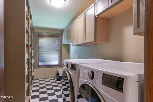 940 Park St, Bristol, VA 24201 - laundry area featuring independent washer and dryer, cabinet space, and tile patterned floors